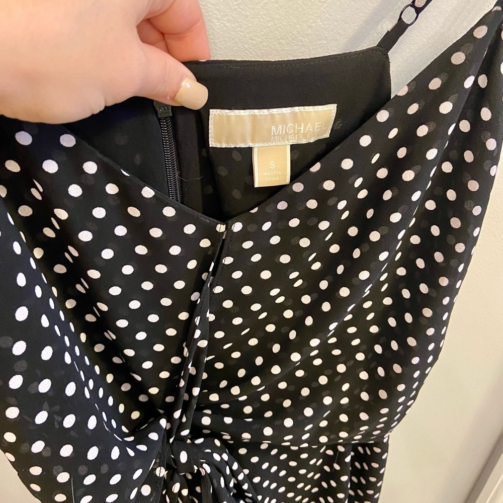 Michael Kors polka dot floor loose jumpsuit. Tie around side. light and flows